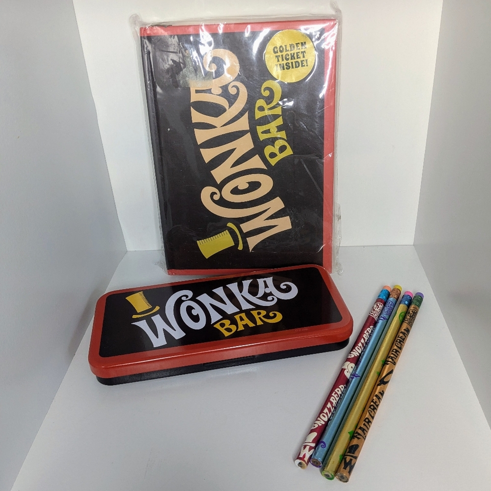New 2011 Willy Wonka Bundle includes: Notebook, 4 pencils & a tin pencil box